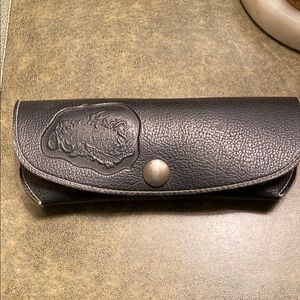 Carlos Falchi Black Glasses Case with Embossed Design